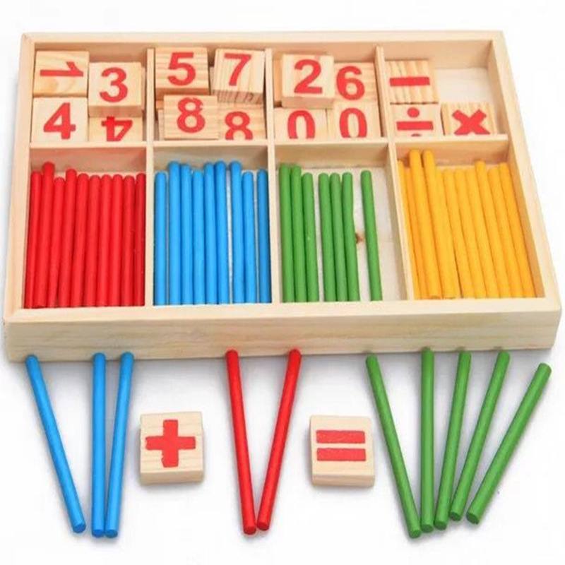 Children's digital stick arithmetic learning box, early education math teaching aid for primary school students, and educational wooden toys for kindergartens details Picture