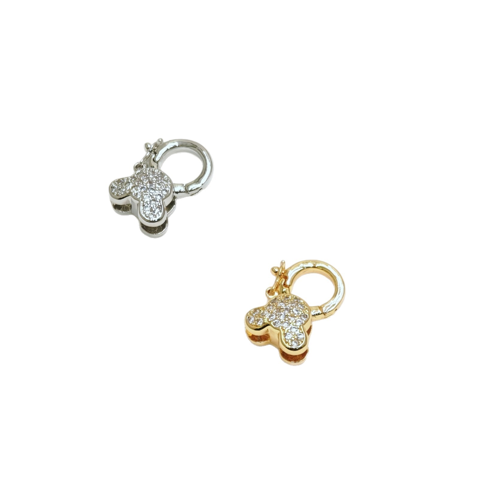 High-end brass cast irregular-shaped micro-inlaid pendant, necklace pendant, clothing pendant, 18K real gold universal pendant accessory Item Picture