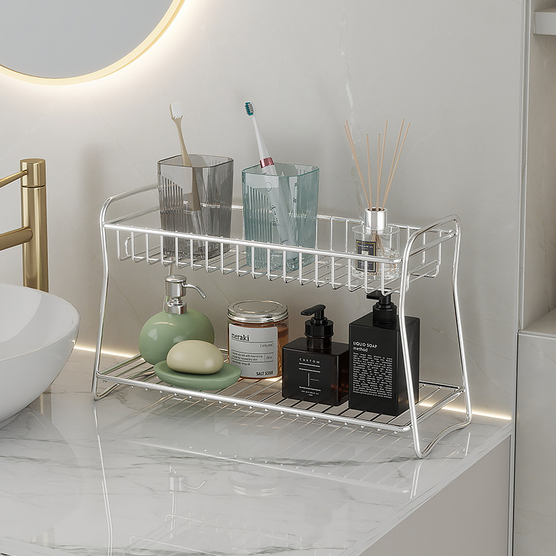 Cross-border kitchen stainless steel storage rack, seasoning cup storage rack, multi-layer countertop floor-standing organization, draining and storage rack Specification image