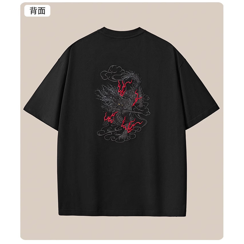 2025夏季新款260克重磅纯棉短袖t恤男中国风刺绣宽松大码男装批发