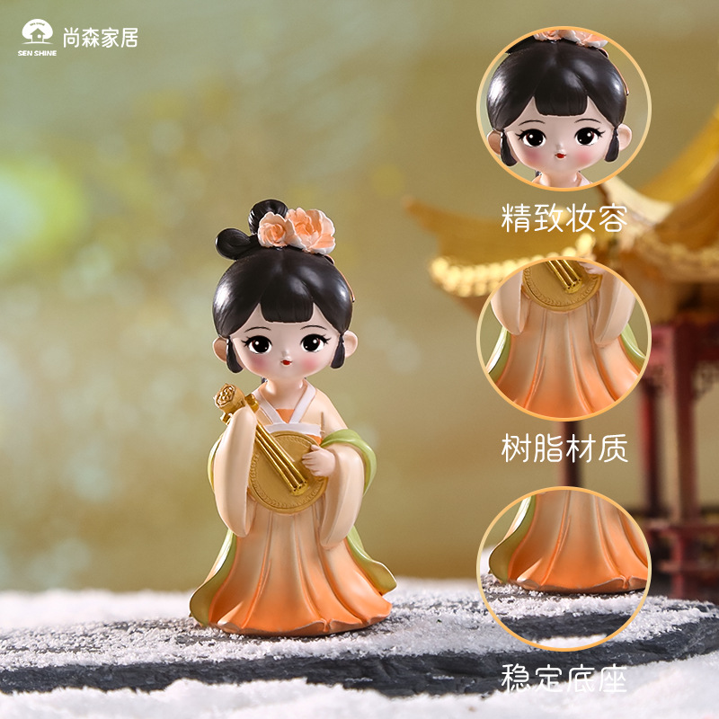 Top 10 Ancient Charm Beauty trinkets, New best-selling resin craft decorative items, Chinese cartoon casual Tang Dynasty Application Scenario