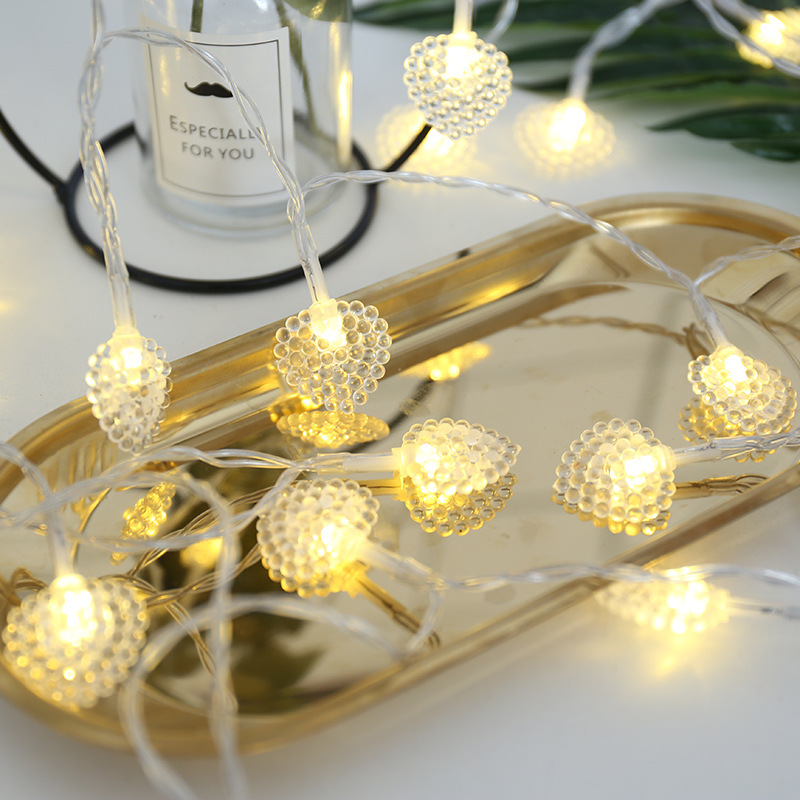 LED transparent pearlescent heart-shaped light string, birthday decoration room decoration, girlish heart proposal and confession small bulb color light Specification image