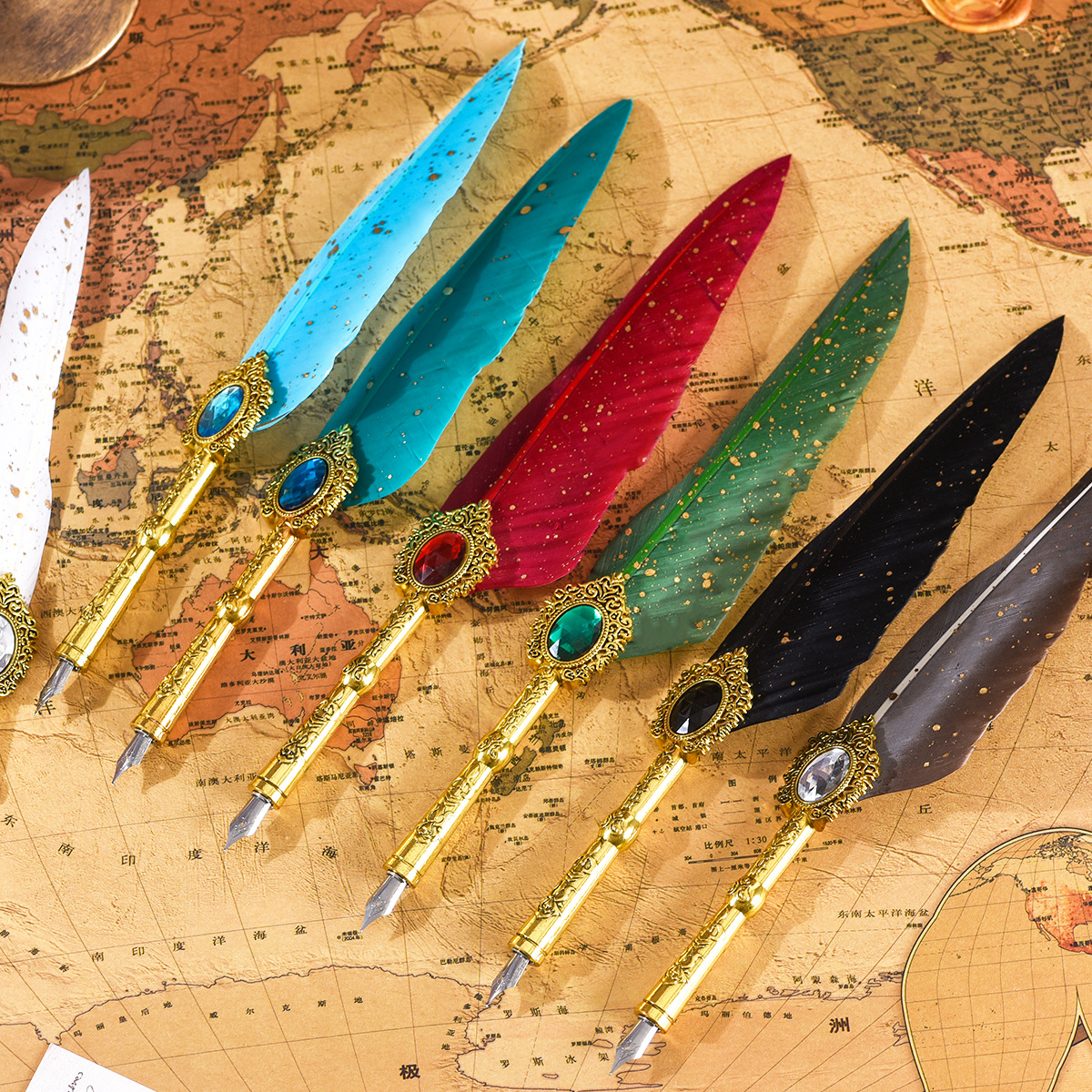 Original European retro poster quill gemstone pen, high appearance level quill pen dip pen gift box set Application Scenario