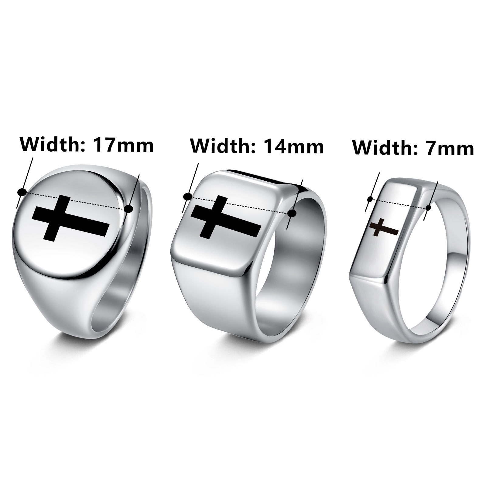 304 stainless steel ring, personalized punk seal design jewelry, hip-hop cross ring, cross-border European and American jewelry Item Picture