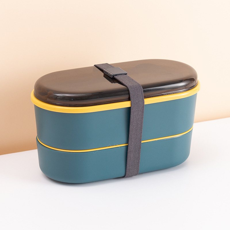 Japanese-style creative double-layer lunch box, primary school student bento box, office worker can heat in a microwave oven, fat-reducing lunch box with compartments Item Picture