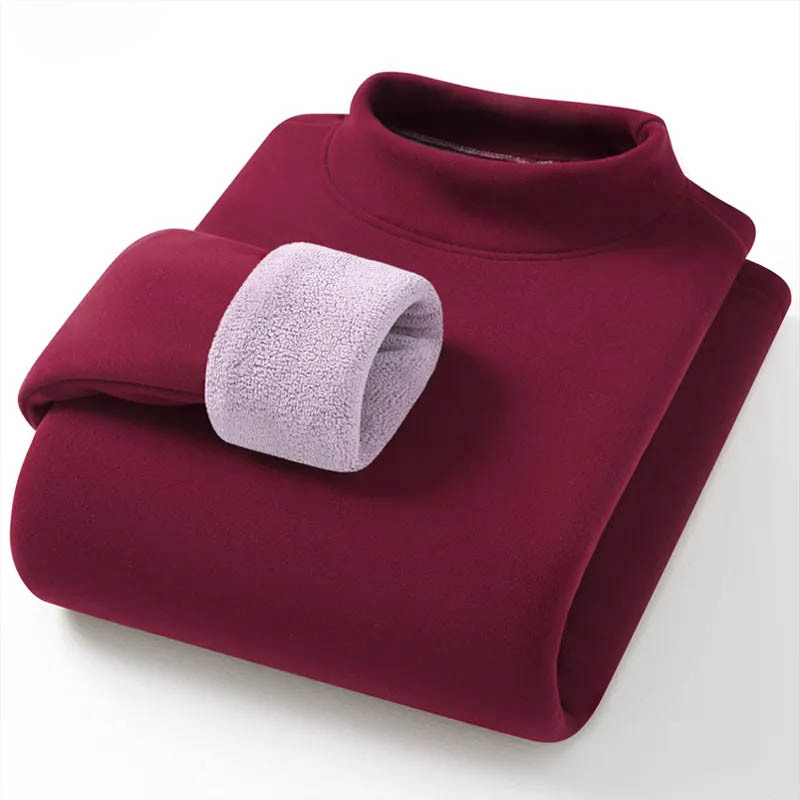 冬季【驼绒巨厚】女士半高领加绒加厚打底衫保暖内衣单上衣T恤产品图