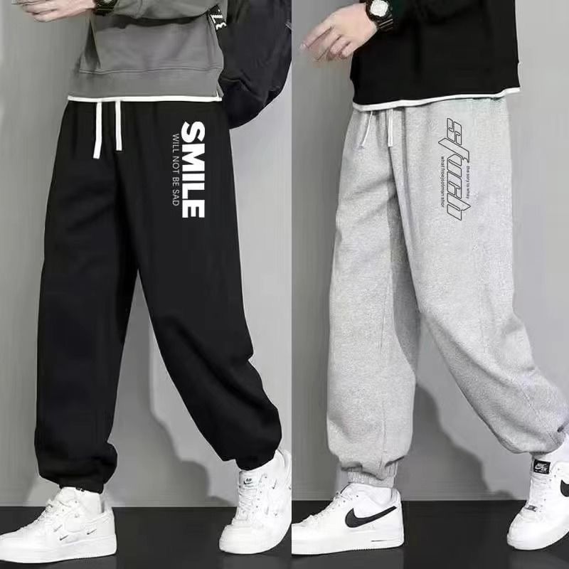 Men's spring and summer pants: Overweight, oversized, loose, trendy sporty skinny pants, casual long pants, and men's sweatpants trend