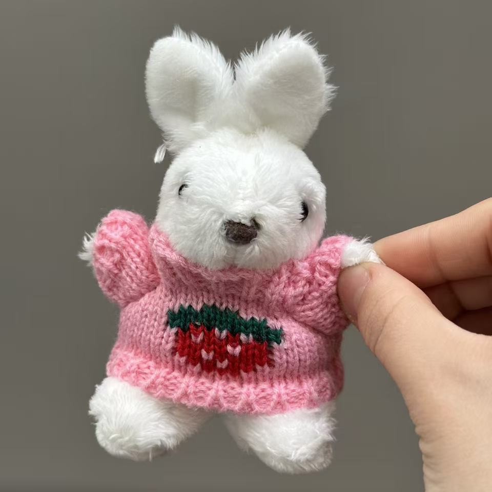 Creative dolls wearing sweaters, little rabbits, plush dolls, pendants, cute rabbit dolls, keychains, toy bags, pendants details Picture