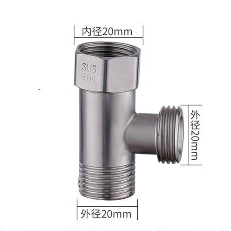 304 stainless steel three-way household 4-inch DN15 splitter, one-way two-way union, internal and external threaded water pipe joint Specification image
