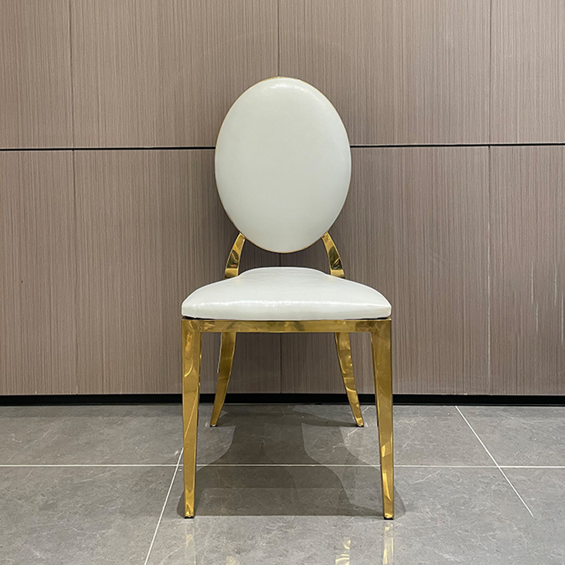 Star Factory wholesale Factory directly supplies stainless steel small round backrest chairs, leather art light luxury home wedding, banquet, restaurant dining chairs, and soft-padded chairs
