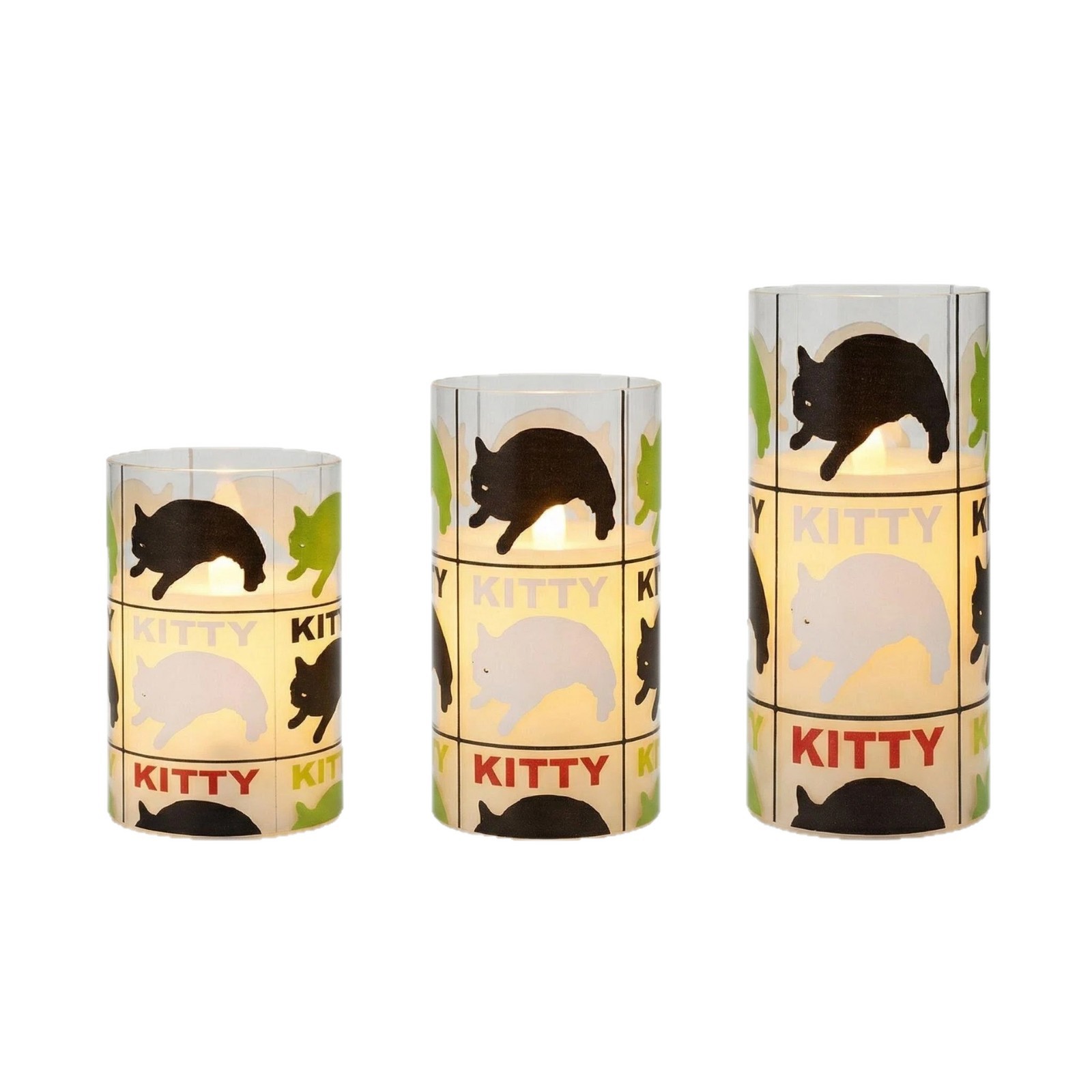 Uv-printed new three-color cat replaceable pattern luminous decorative candle 7.5 electronic candle factory direct sales Item Picture