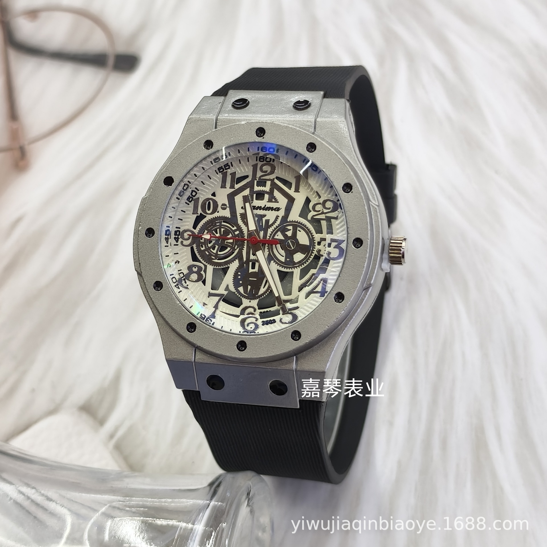 New foreign trade skeletonized Richard fashion wristwatch, cross-border men's watch, gift watch, silicone strap sports watch