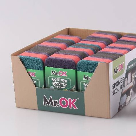 Mr.OK factory direct supply sponge scouring pads, double-sided cleaning sponges, kitchen cleaning sponges, dishwashing sponges, pot scrubbing sponges details Picture