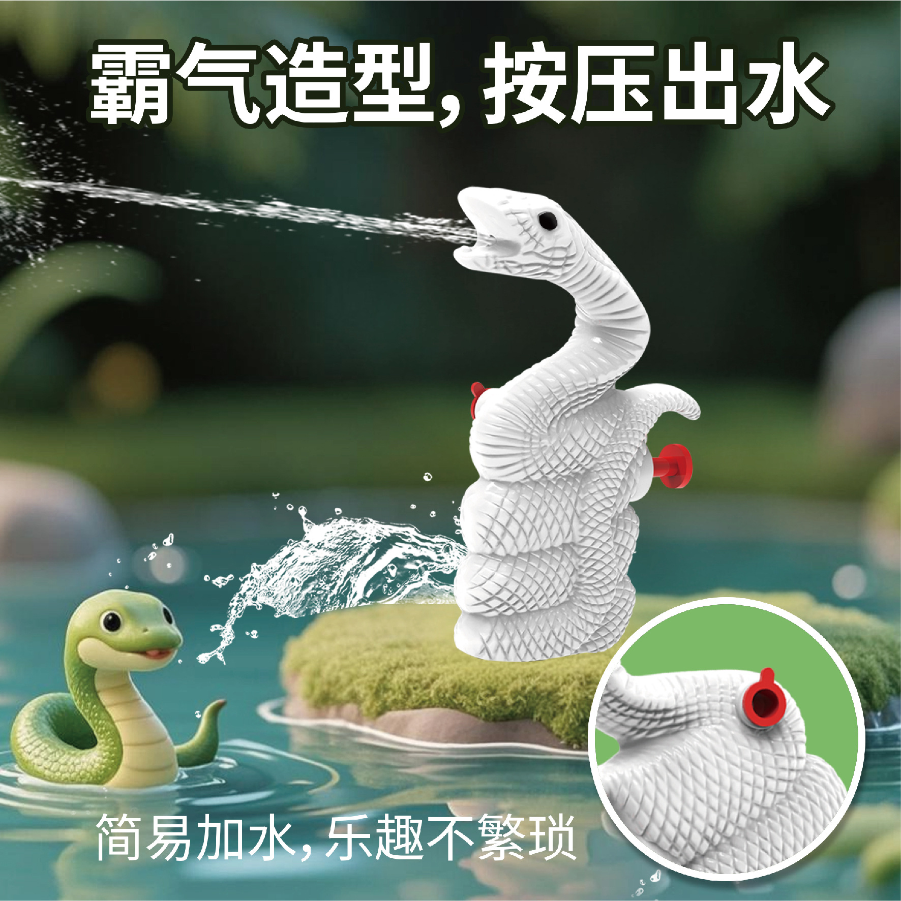 Cartoon snake water guns, snake-shaped water play and water fights, children's toys, summer rafting, hot sales, night market square street stalls Specification image