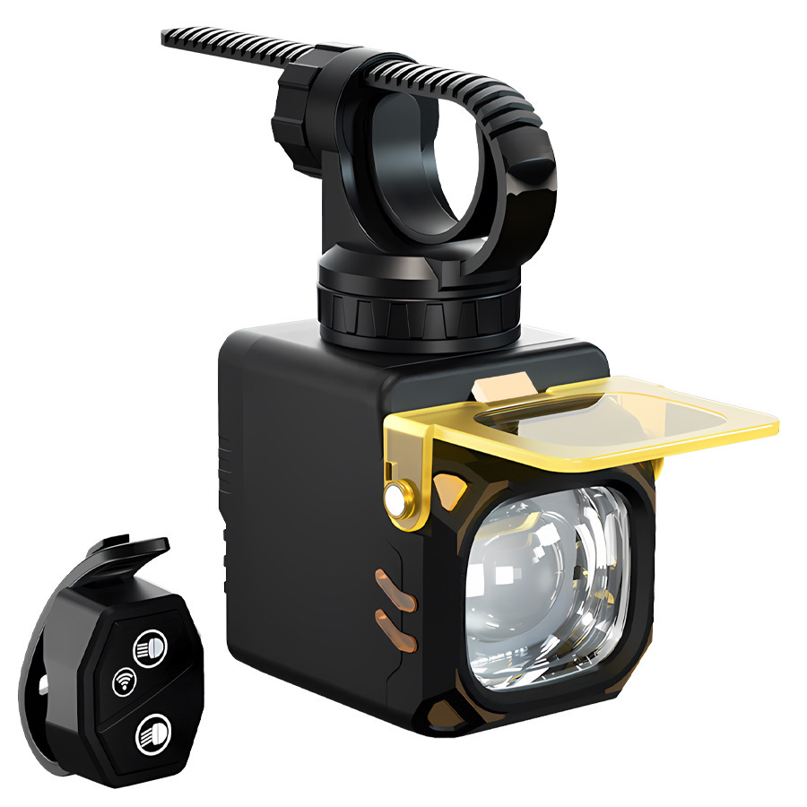 Bicycle headlight waterproof wireless remote control riding light, high and low beam dual light strong flashlight night riding light illumination