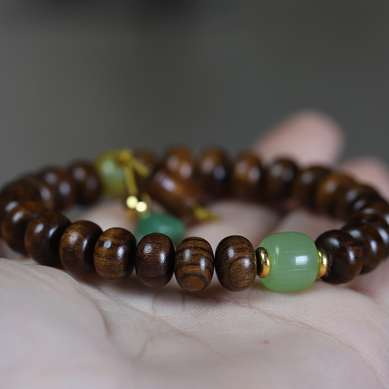 黑花梨国潮算盘珠单圈手串木质DIY民族风运转珠男女款佛念珠文玩手链