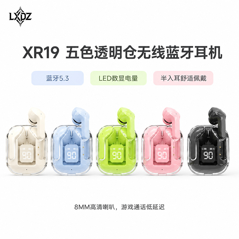 LXdZ ultra-high Appearance Level xr19 Transparent high-quality in-ear sports digital Display wireless Bluetooth Headphones wholesale Specification image