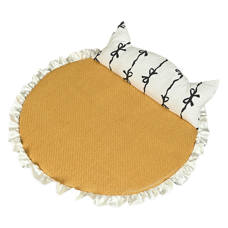 Colchoneta de verano para gatos con almohada pequeño sofá cama para gatos cojín de dormir de enfriamiento red de hielo para perros perrera suministros para mascotas Item Picture