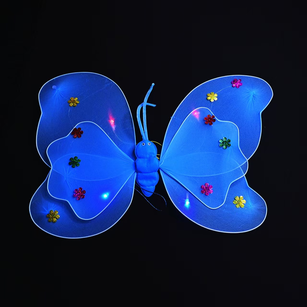 Children's illuminated butterfly wings with double-layer lights on the back of the wings are used as props to set up stalls. Small toys are selling well at night markets Specification image