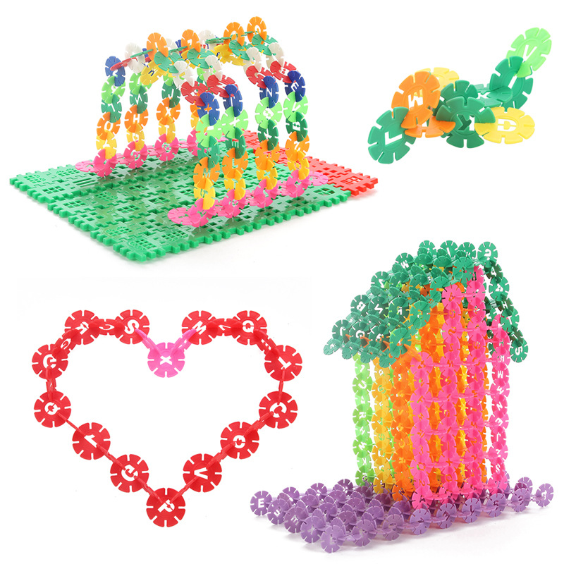 早教插片大片雪花片积木箱装塑料拼插拼装宝宝幼儿童智力玩具批发白底实物图