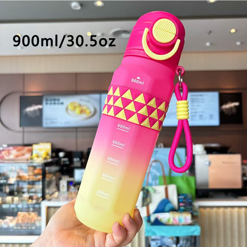 Bouncing lid plastic space cup, student outdoor fitness portable water cup, summer anti-scald, high appearance level gradient direct drinking cup details Picture