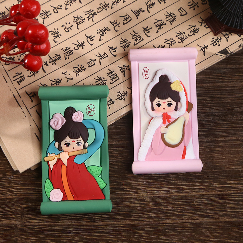 Four Beauties refrigerator stickers with ancient charm painting creative design, resin handicrafts, ancient style and national trend refrigerator stickers wholesale Specification image