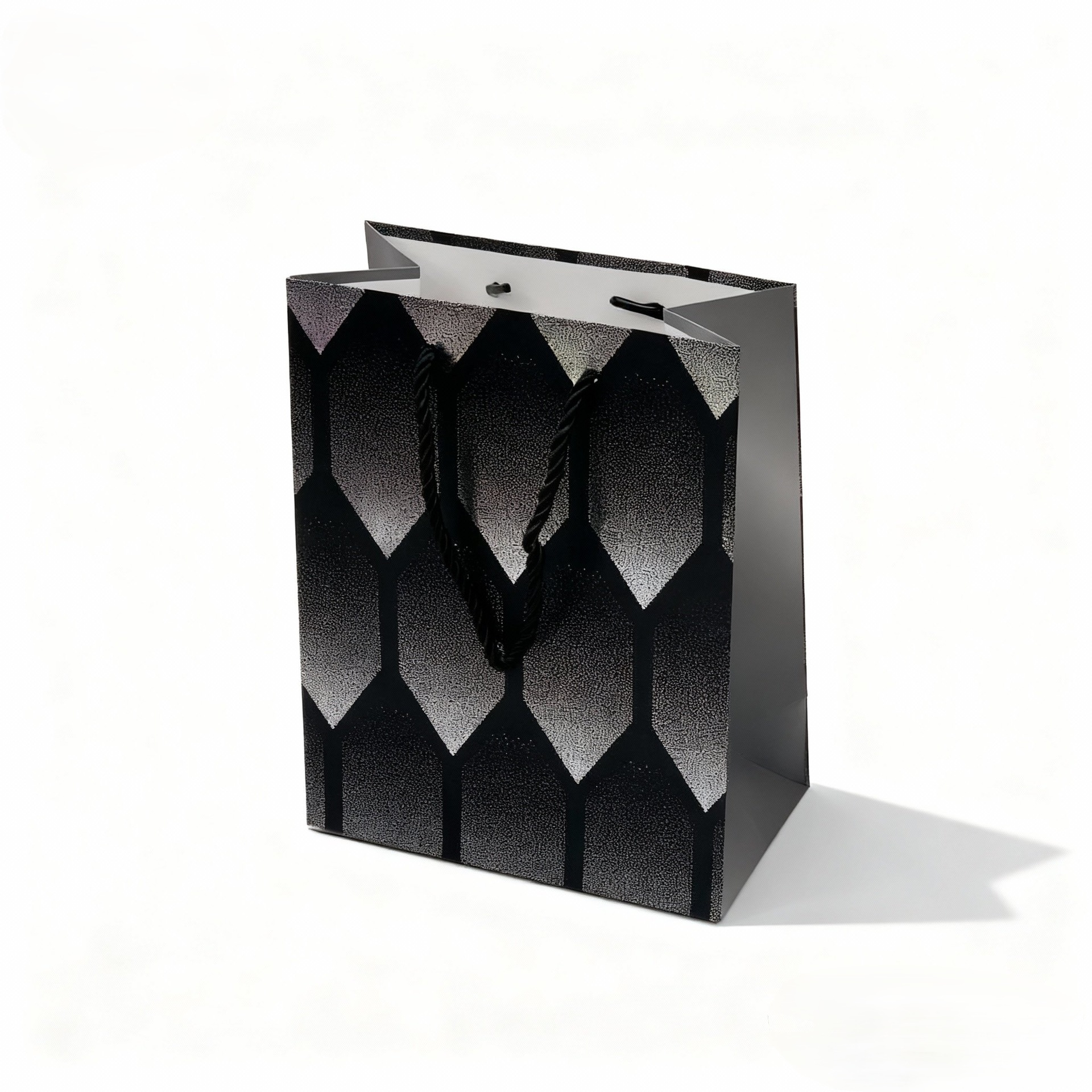 Black and gold diamond-patterned gift bag set, light luxury gilding handbag, high-end packaging for festival gifts, paper bag packaging for souvenirs Specification image