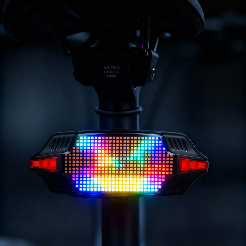LED bicycle taillight automatic sensing brake turning APP customizable animation night cycling safety warning Specification image