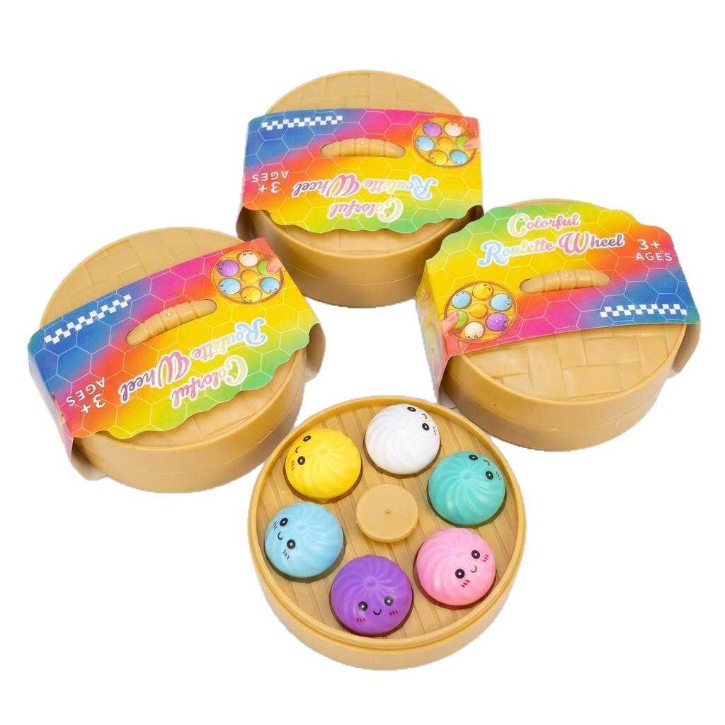 Cross-border simulation six-color steamed buns with steamer, a stress-relieving magic tool, a stress-relieving fingertip press toy, a tabletop decorative item Item Picture