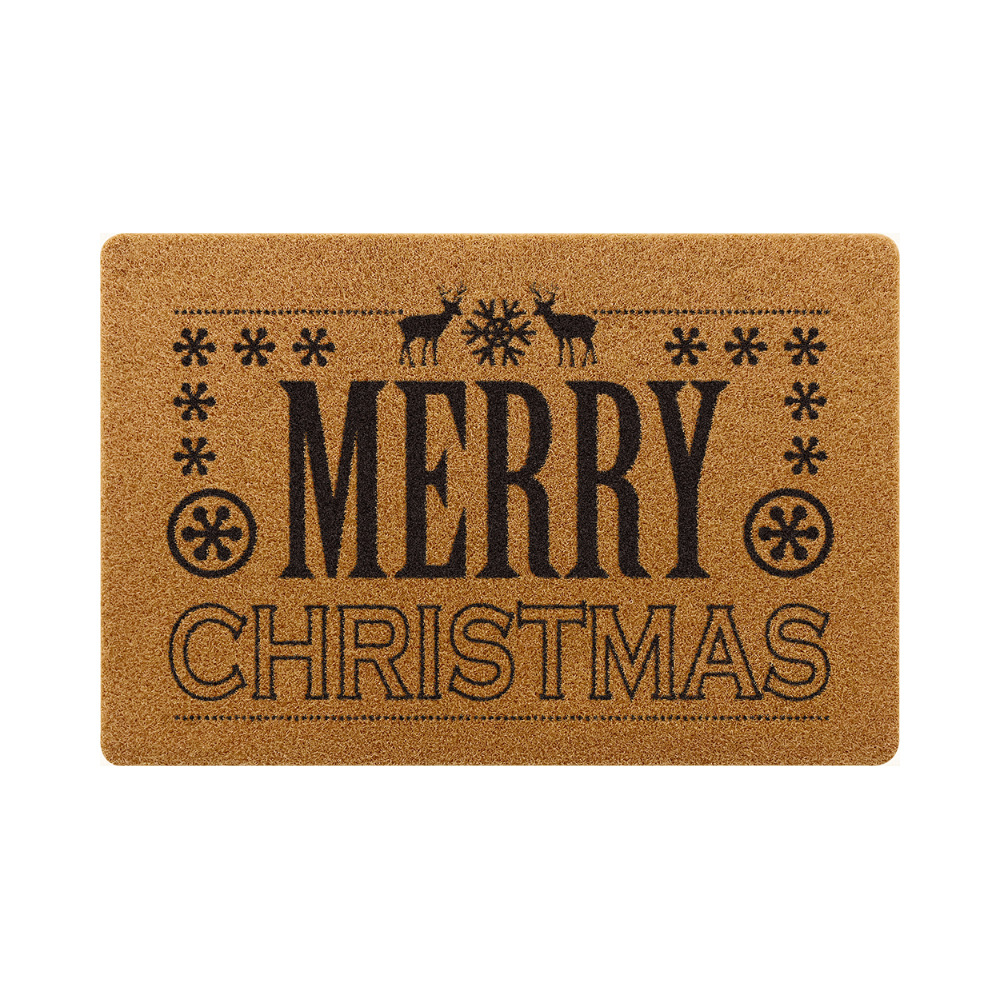 New cross-border Christmas text imitation coconut palm door MATS, outdoor entrance mud removal holiday foot MATS, vacuuming and easy-to-clean floor MATS Item Picture