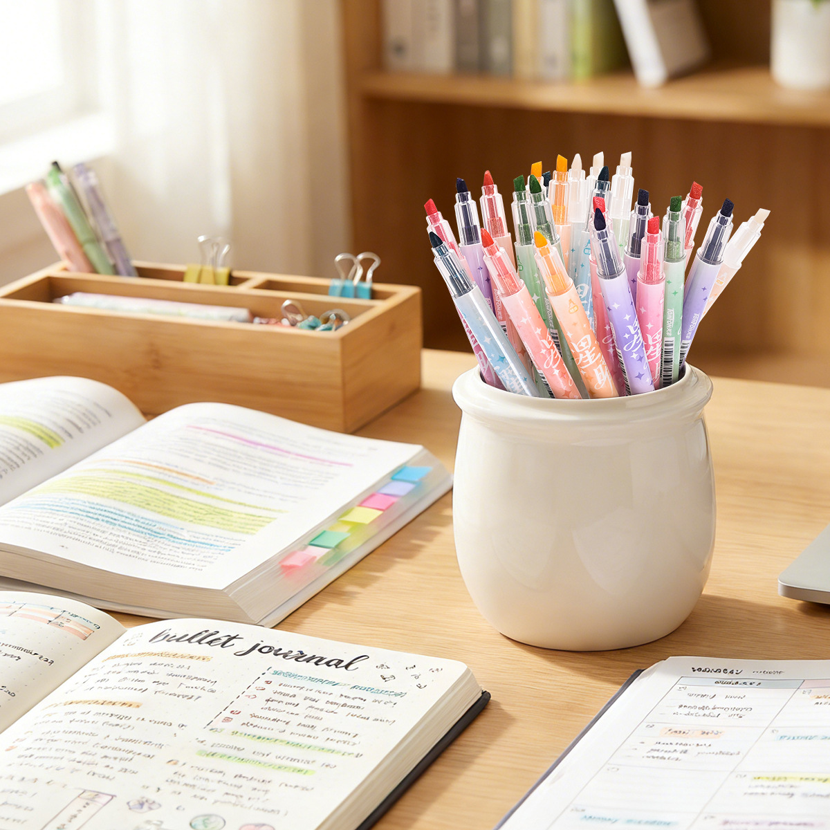 Tianfeng Erasable Flash Highlighter 239H Doodle Diary Marker Double-headed Highlighter Wholesale Application Scenario