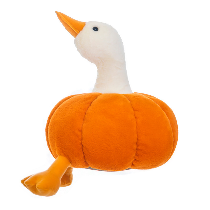 Cute pumpkin duck plush toy, sleeping doll on the bed, little duck doll, birthday gift, ladies' living room cushion Item Picture