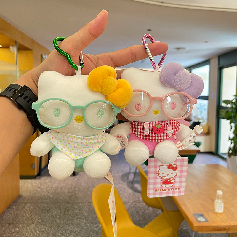 hellokitty small pendant, doll pendant, keychain, kt cat, cute kitty cartoon plush bag pendant details Picture
