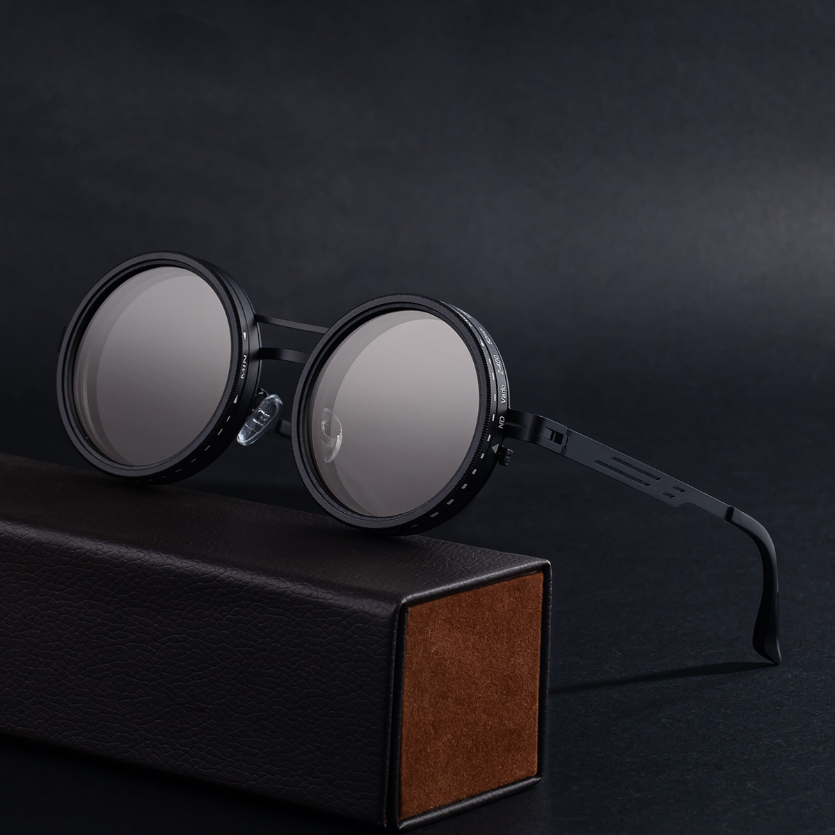 ND9档可调减光墨镜高清偏光钓鱼防晒太阳镜手动减光旋转镜片眼镜