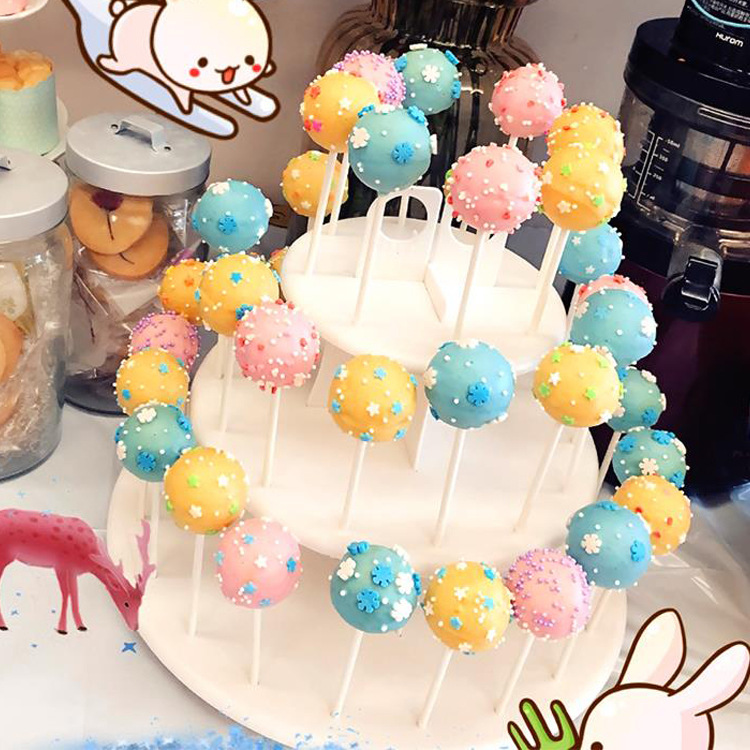 Three-layer storage rack for lollipop cake with handles, retail snack tasting rack, dessert display rack with handles details Picture