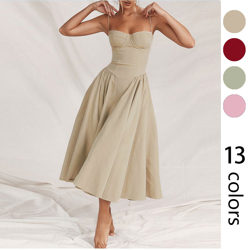 Spring new fashionable, sexy and elegant strapless, fitted and waist-cinching dress for European and American foreign trade women's clothing full figure