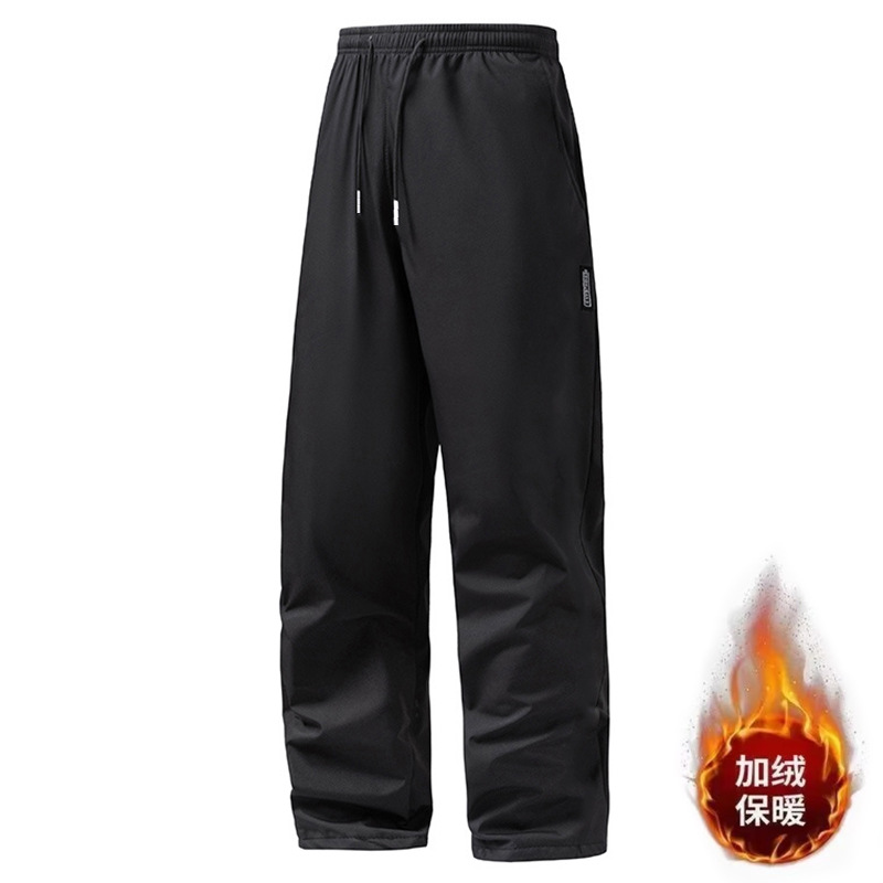 Men's casual pants with less shirt and fleece for warmth, winter thickened Korean-style large-sized cross-border straight-leg long pants, and sport pants details Picture