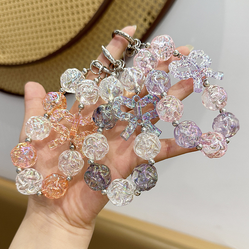 透明亚克力串珠挂饰配件 情侣高颜值手机壳防摔手机挂绳批