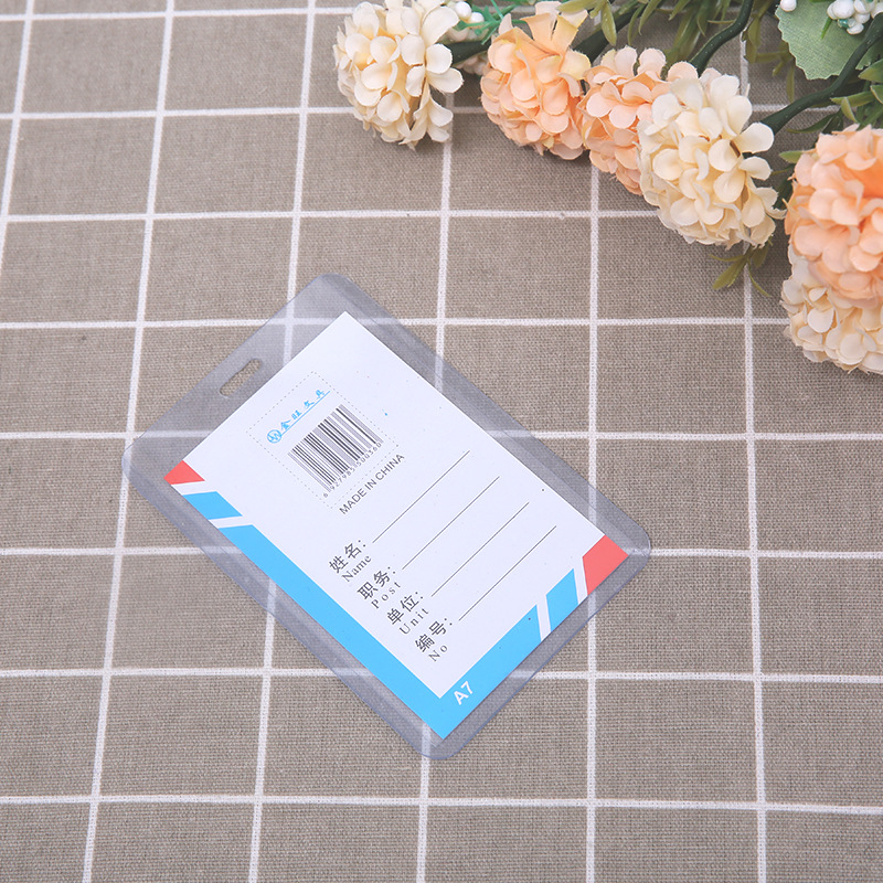 Jinwang genuino A7/B7 doble cara transparente tarjeta de personal de autobús cubierta de goma dura tarjeta de trabajo de campus de exposición tarjeta dura de pvc