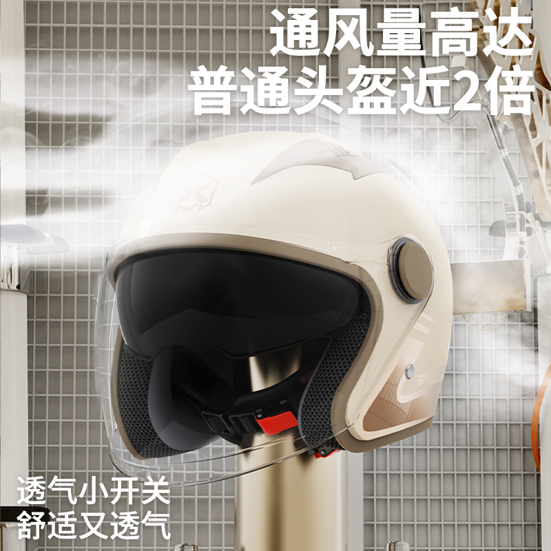 新国标3C认证摩托车头盔男士保暖冬季电动车半盔女四季通用安全帽产品图