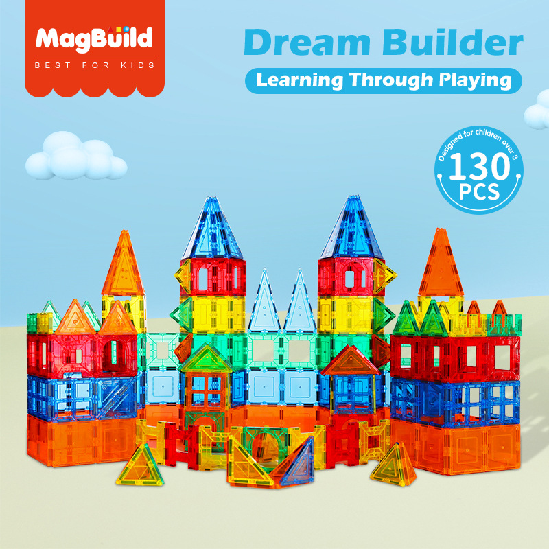 益智彩窗磁力透明片儿童创意积木玩具早教启蒙diy3d立体拼图玩具产品图