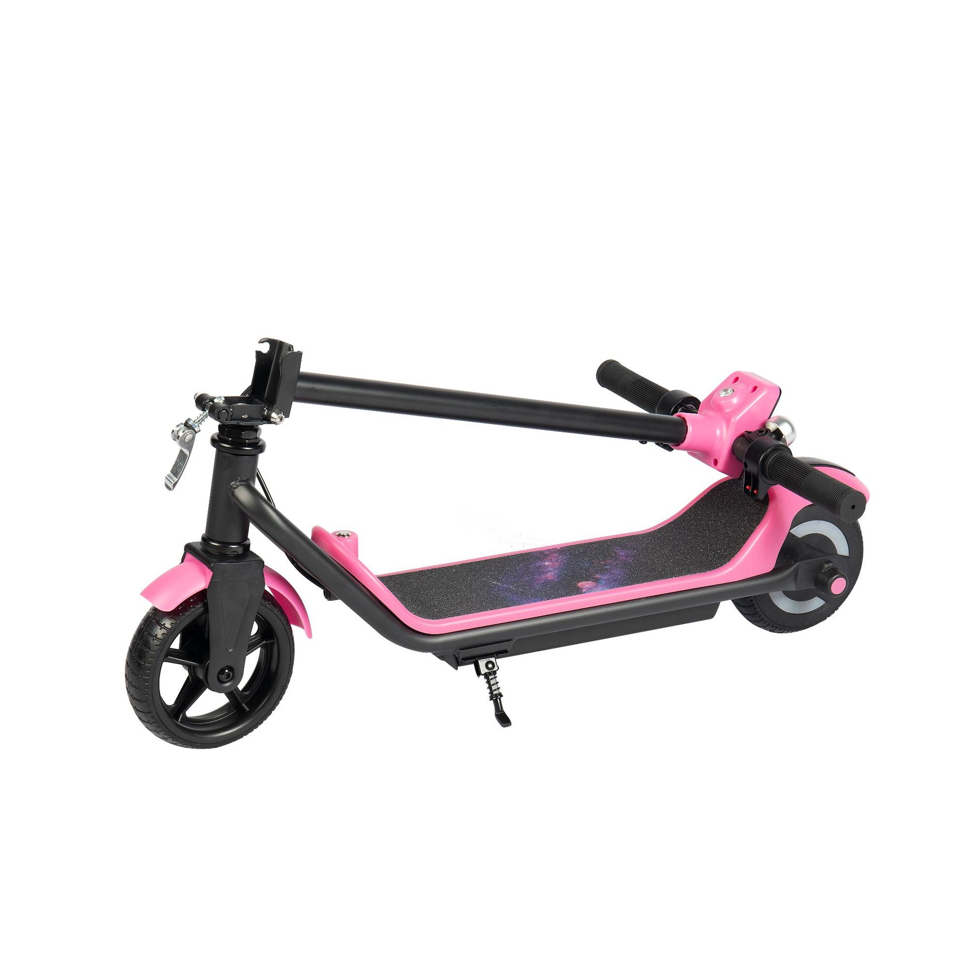 跨境直销可折叠儿童电动滑板车两轮代步车户外出行便携式电瓶车白底实物图