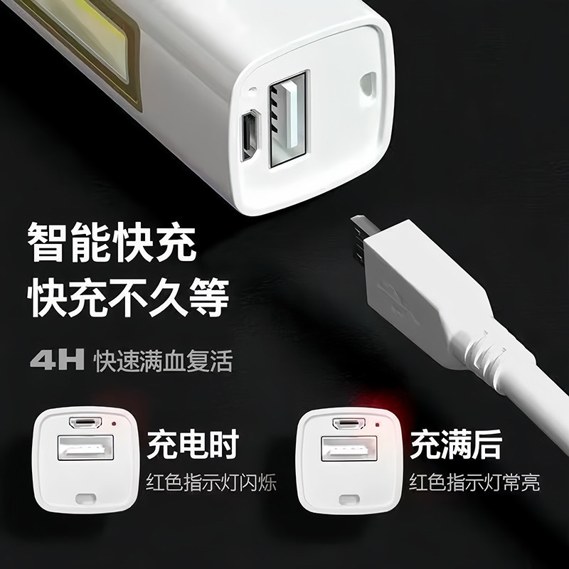 Wholesale of cross-border power banks, flashlights, outdoor led multi-functional bicycle lights, USB charging, COB high-intensity flashlights Specification image