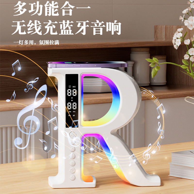 跨境无线蓝牙音响厂家氛围灯办公家用摆件闹钟多功能智能蓝牙音箱