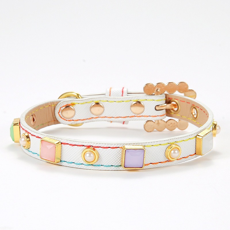 New pet collars with square studs for cats and dogs, small cat and dog collars, and dog PU collars Item Picture