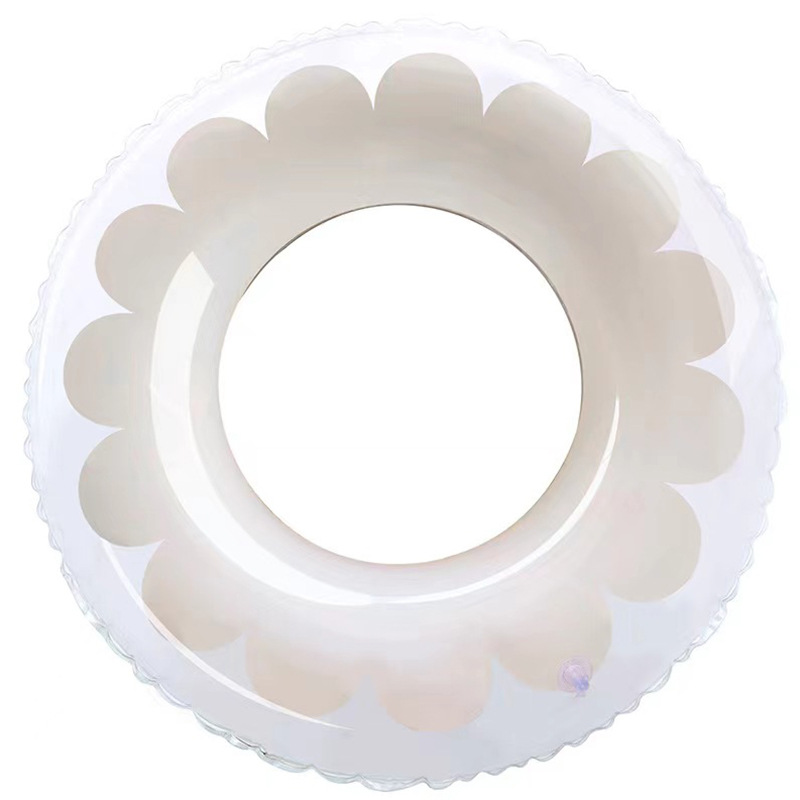 现货成人透明花朵游泳圈环保韩版网红纯色泳圈印花儿童腋下圈批发白底实物图