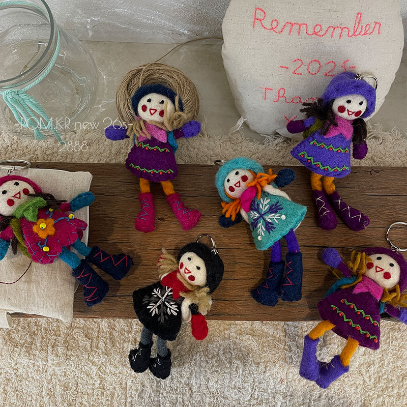 New Nepalese handcrafted wool felt girl fairy pendant, creative design for schoolbag and backpack pendant, ins gift