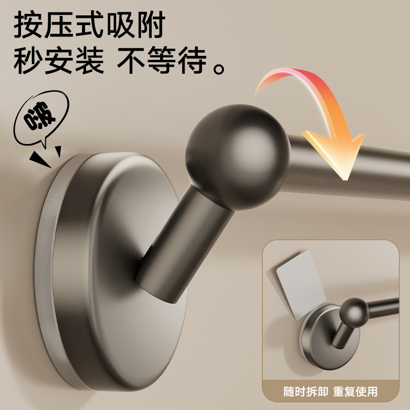 吸盘毛巾架卫生间免打孔壁挂式毛巾挂杆洗手间浴室浴巾收纳置物架详情图2