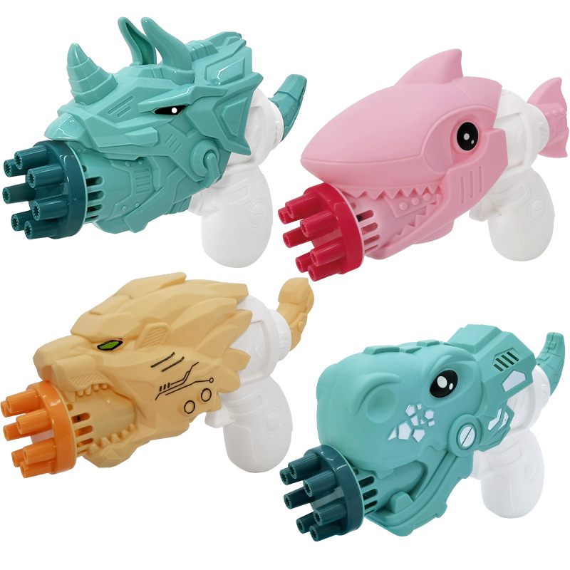Electric dinosaur bubble gun, seven-hole bubble machine, shark lion, Douyin, best-selling cartoon children's toys, wholesale at street stalls Item Picture