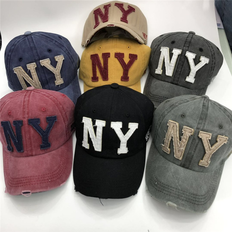 European and American fashion NY golf men's and women's baseball caps, trendy outdoor sunshade patch embroidered curved brim caps wholesale, large brim